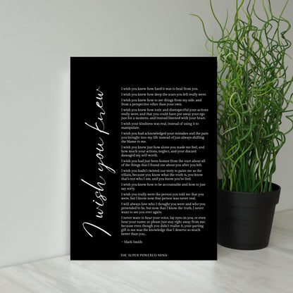 I Wish You Knew (Black) Wall Art Print