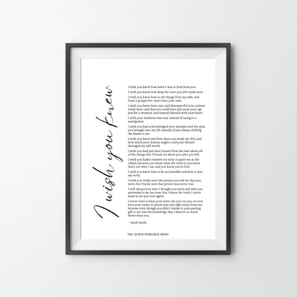 I Wish You Knew (White) Wall Art Print