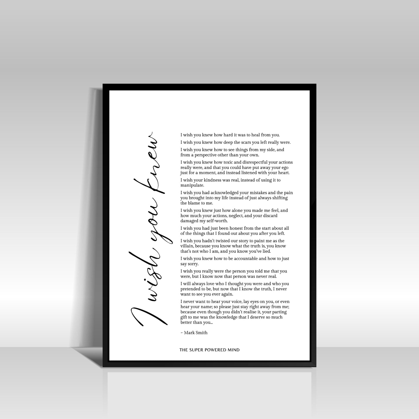 I Wish You Knew (White) Wall Art Print