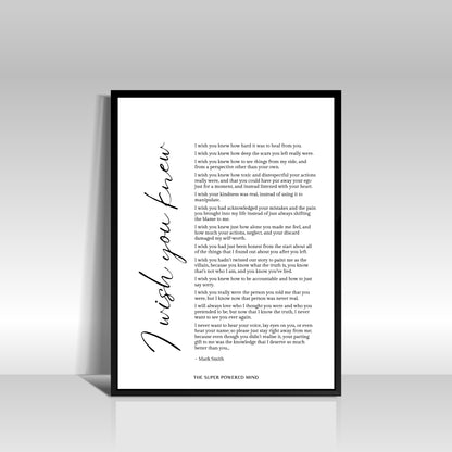 I Wish You Knew (White) Wall Art Print