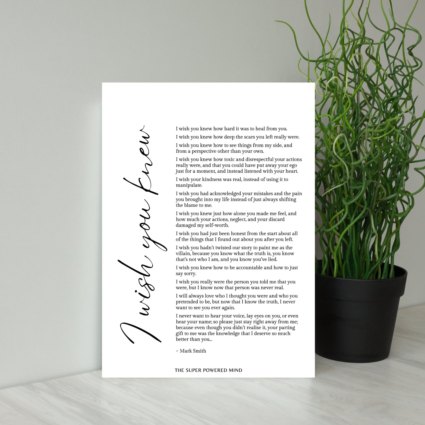 I Wish You Knew (White) Wall Art Print