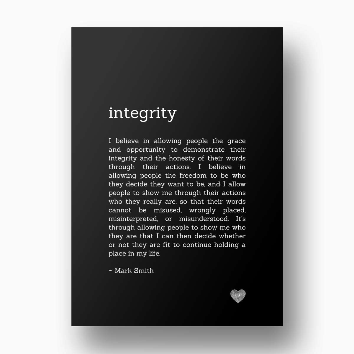 Integrity Affirmation Canvas Wall Art Print