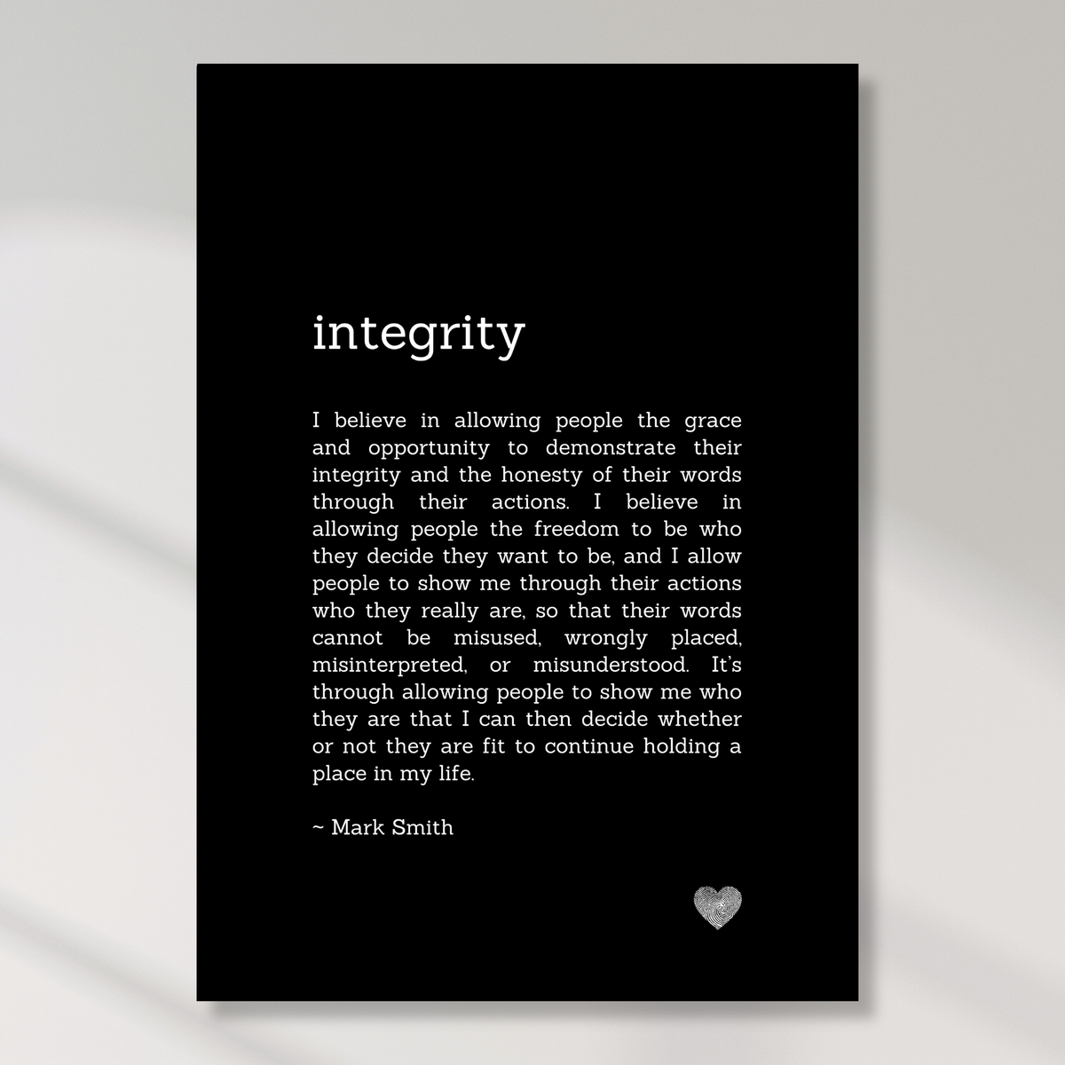 Integrity Affirmation Canvas Wall Art Print