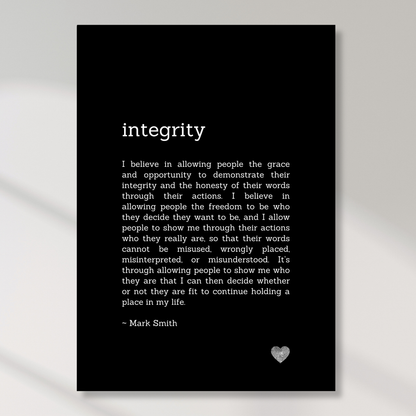 Integrity Affirmation Canvas Wall Art Print