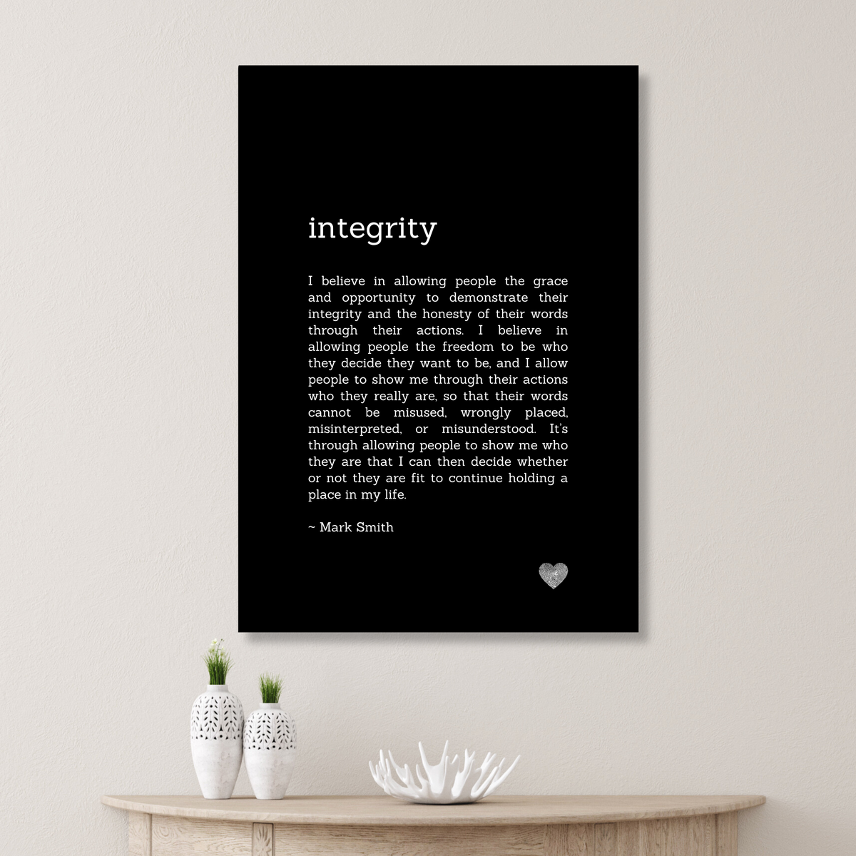 Integrity Affirmation Canvas Wall Art Print