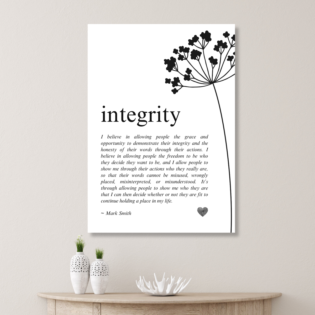 Integrity Affirmation Canvas Wall Art Print