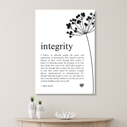 Integrity Affirmation Canvas Wall Art Print