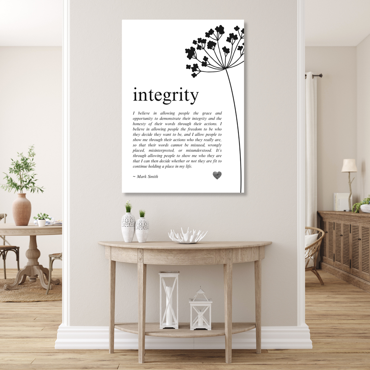 Integrity Affirmation Canvas Wall Art Print