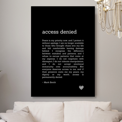 Access Denied Affirmation Canvas Wall Art Print