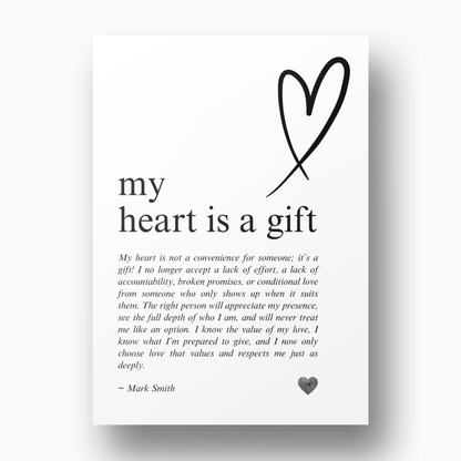 My Heart Is A Gift Affirmation Canvas Wall Art Print