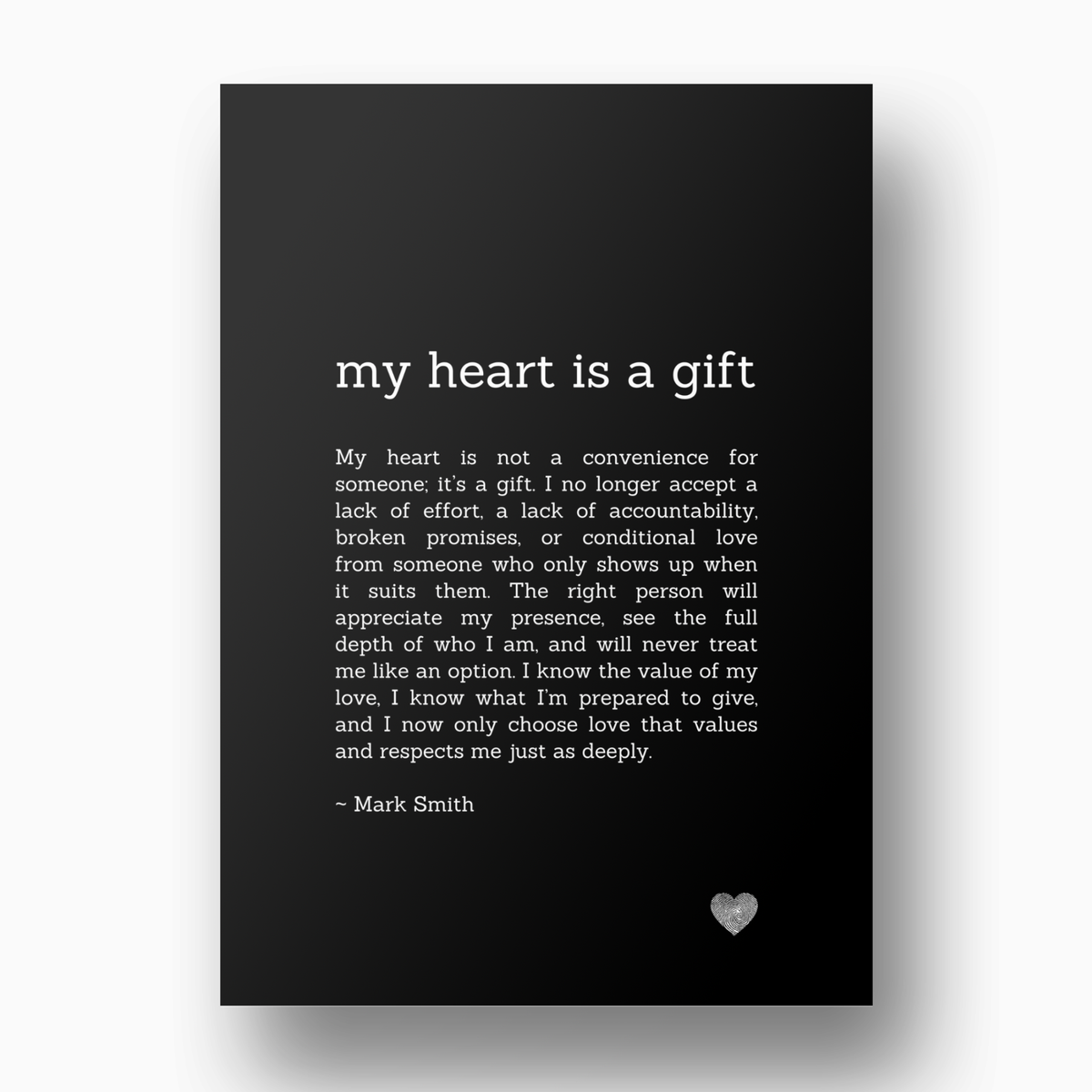 My Heart Is A Gift Affirmation Canvas Wall Art Print