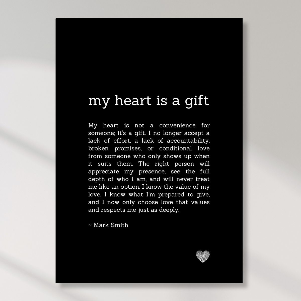 My Heart Is A Gift Affirmation Canvas Wall Art Print