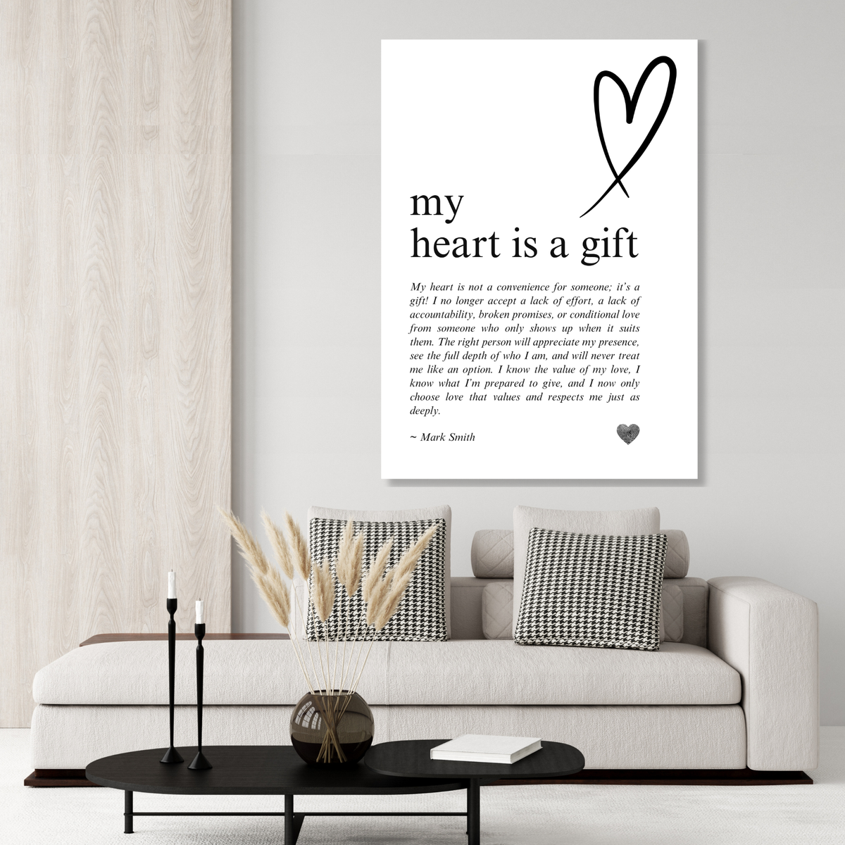 My Heart Is A Gift Affirmation Canvas Wall Art Print