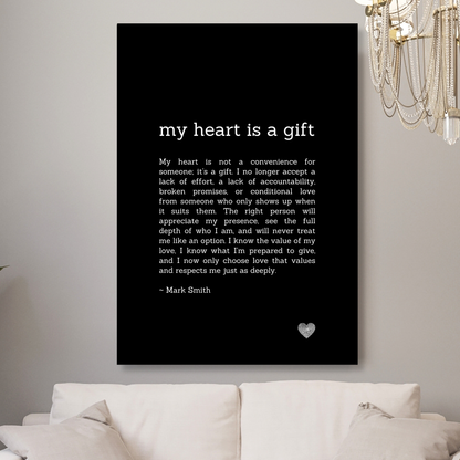 My Heart Is A Gift Affirmation Canvas Wall Art Print