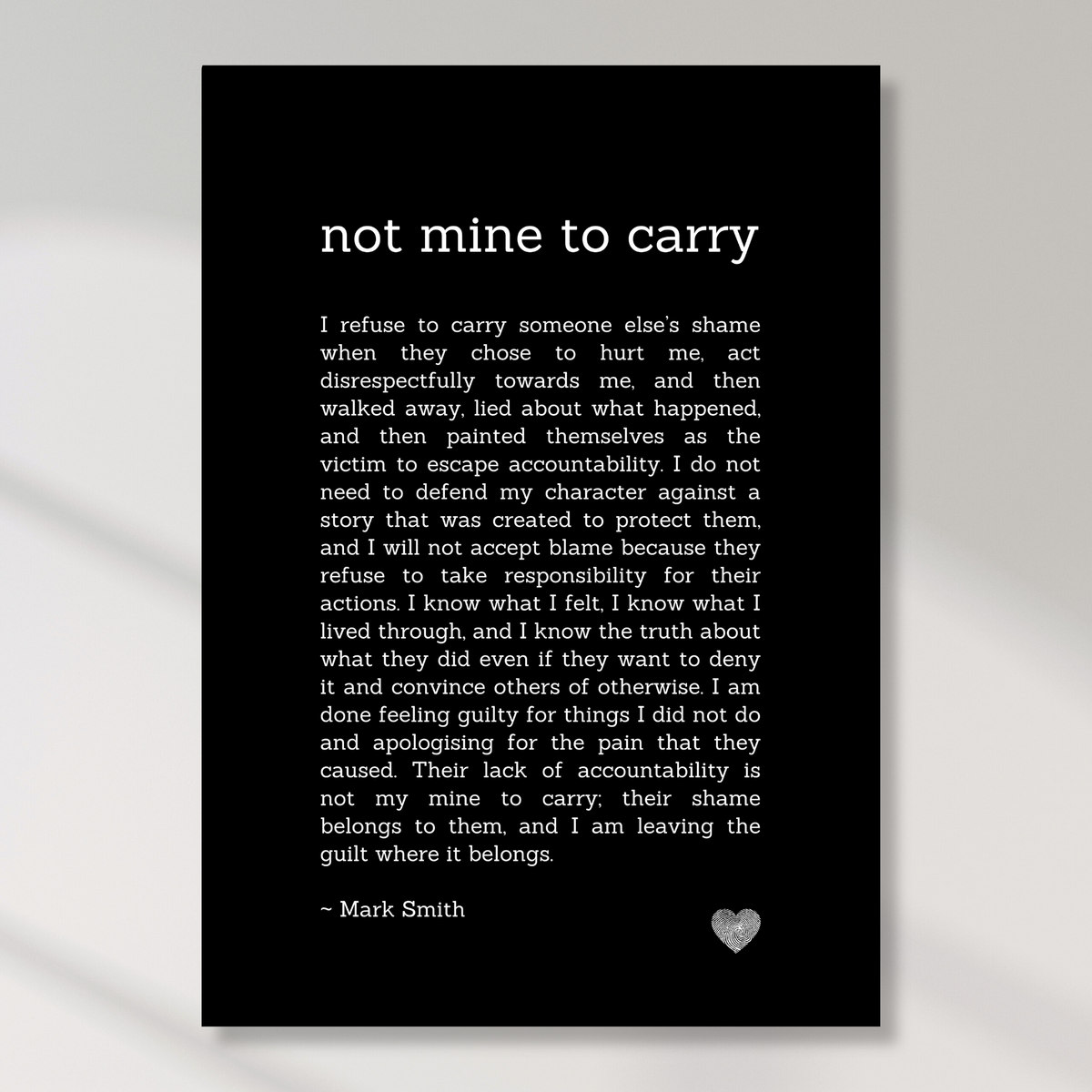 Not Mine To Carry Affirmation Canvas Wall Art Print