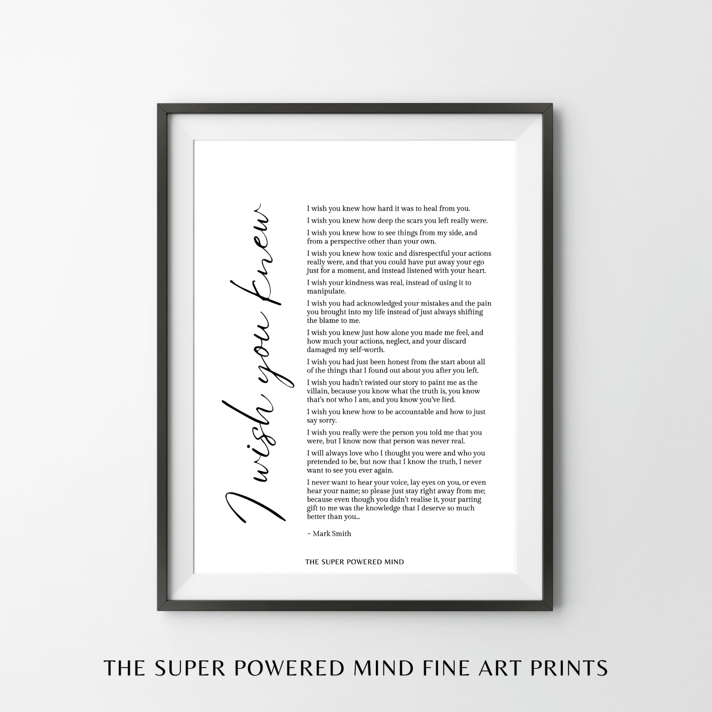 I Wish You Knew (White) Wall Art Print