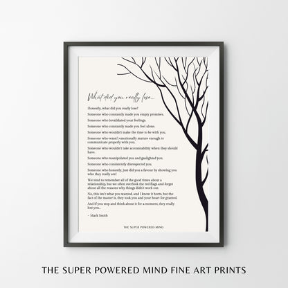 What Did You Really Lose (Beige) Wall Art Print