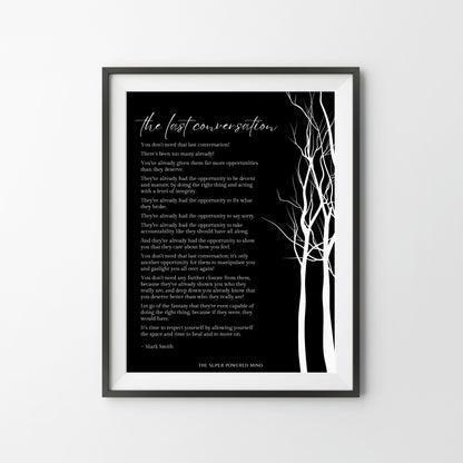 The Last Conversation (Black) Wall Art Print