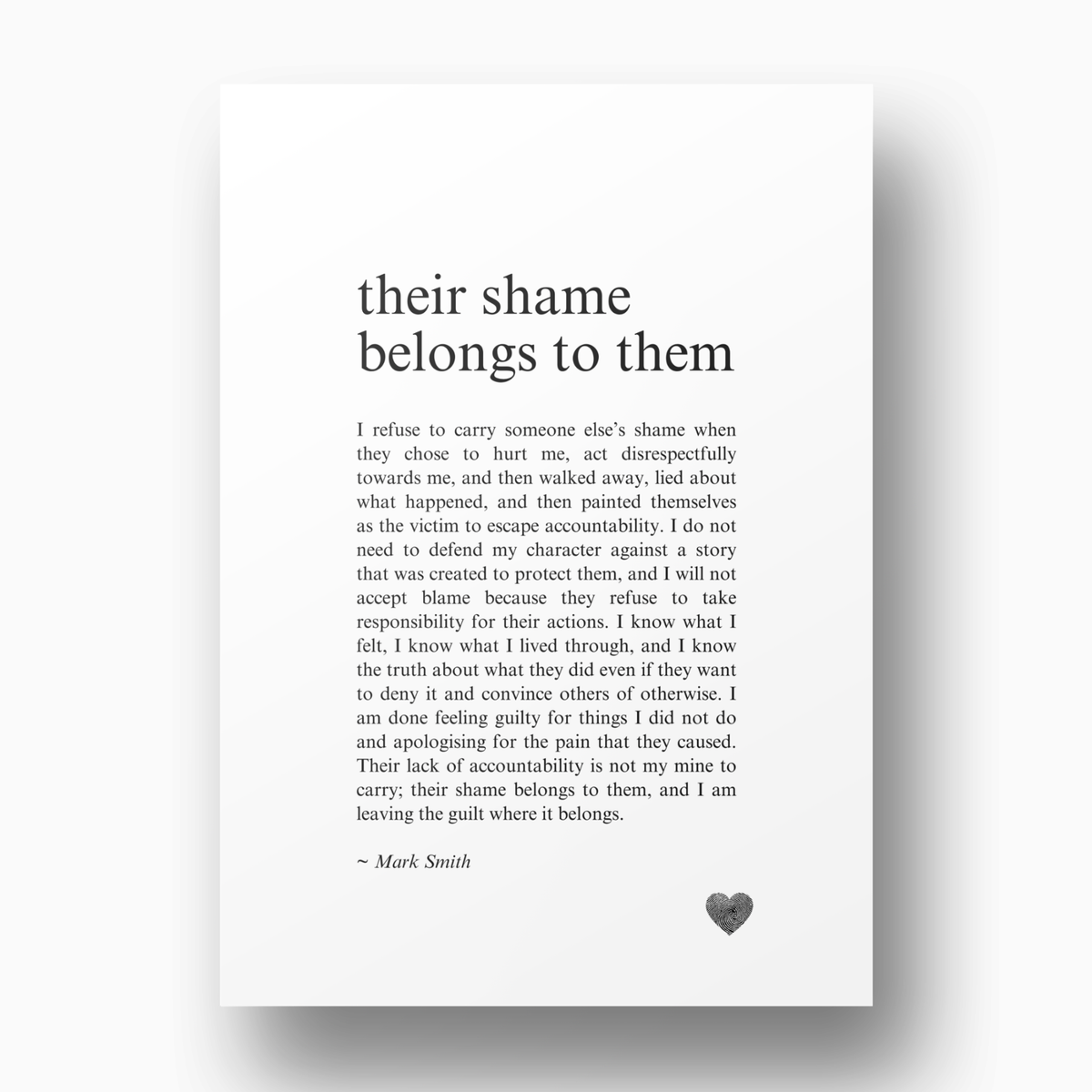Their Shame Belongs To Them Affirmation Canvas Wall Art Print