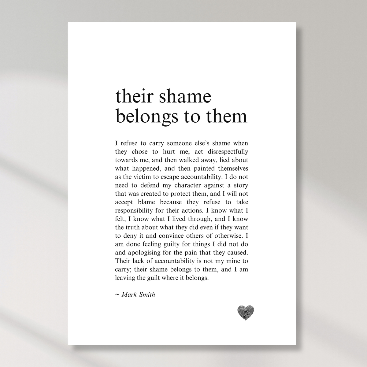 Their Shame Belongs To Them Affirmation Canvas Wall Art Print