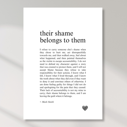 Their Shame Belongs To Them Affirmation Canvas Wall Art Print