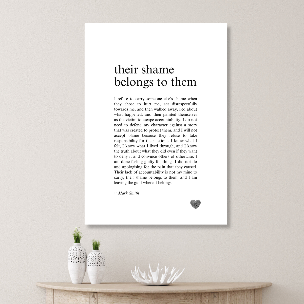 Their Shame Belongs To Them Affirmation Canvas Wall Art Print