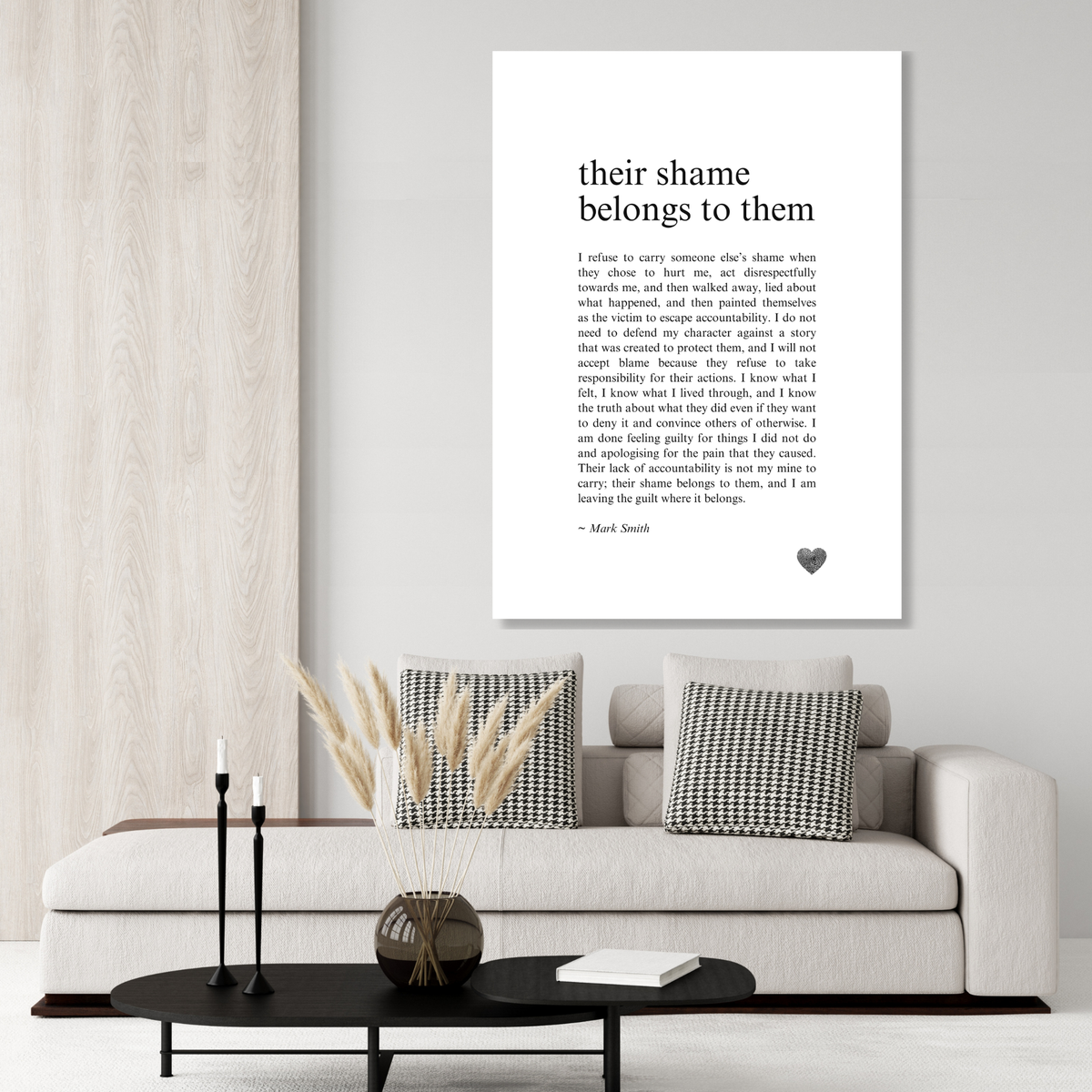 Their Shame Belongs To Them Affirmation Canvas Wall Art Print