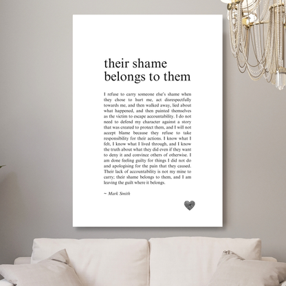 Their Shame Belongs To Them Affirmation Canvas Wall Art Print