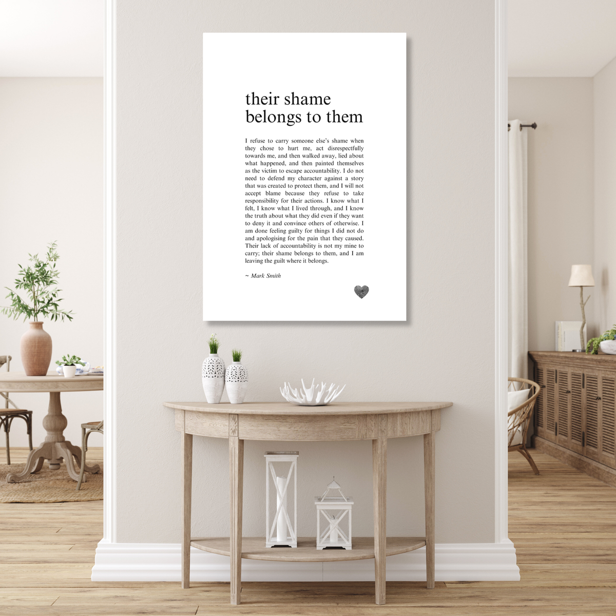 Their Shame Belongs To Them Affirmation Canvas Wall Art Print