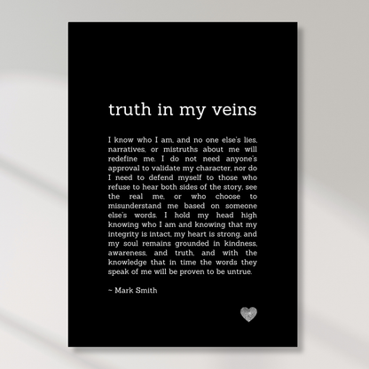 Truth In My Veins Affirmation Canvas Wall Art Print