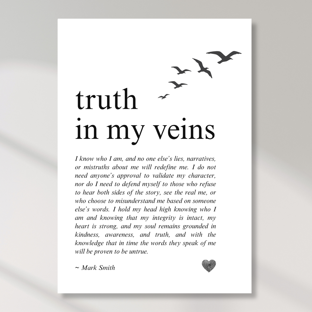 Truth In My Veins Affirmation Canvas Wall Art Print