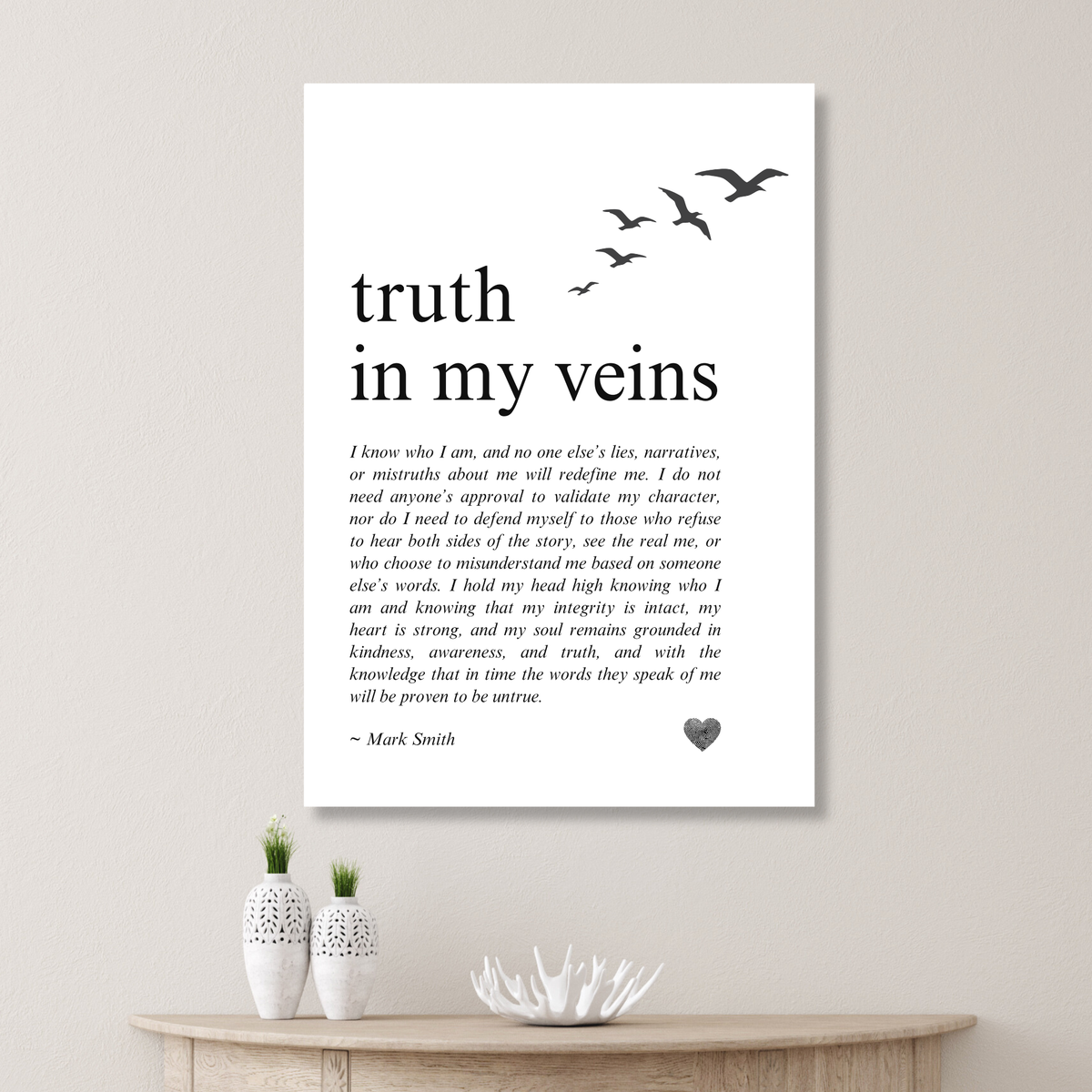 Truth In My Veins Affirmation Canvas Wall Art Print