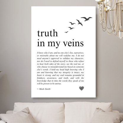 Truth In My Veins Affirmation Canvas Wall Art Print