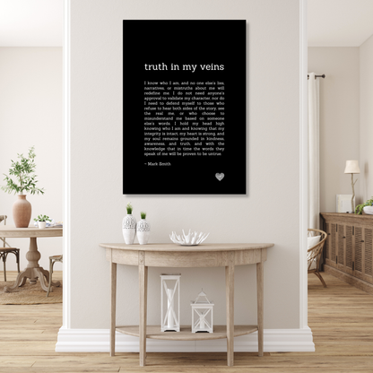 Truth In My Veins Affirmation Canvas Wall Art Print