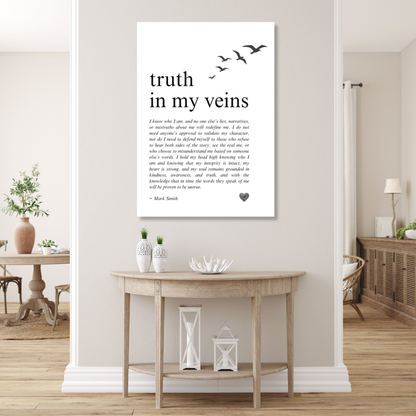 Truth In My Veins Affirmation Canvas Wall Art Print