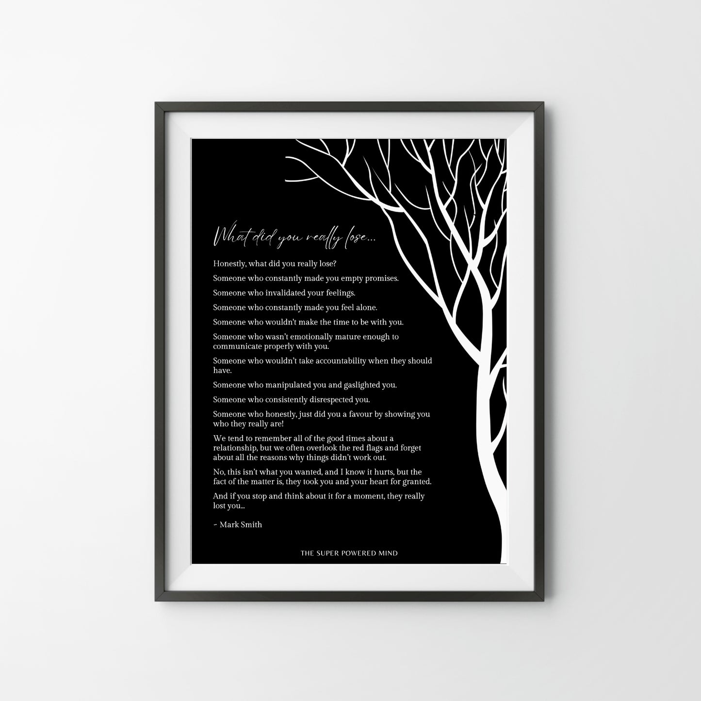 What Did You Really Lose (Black) Wall Art Print