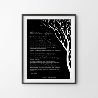 What Did You Really Lose (Black) Wall Art Print