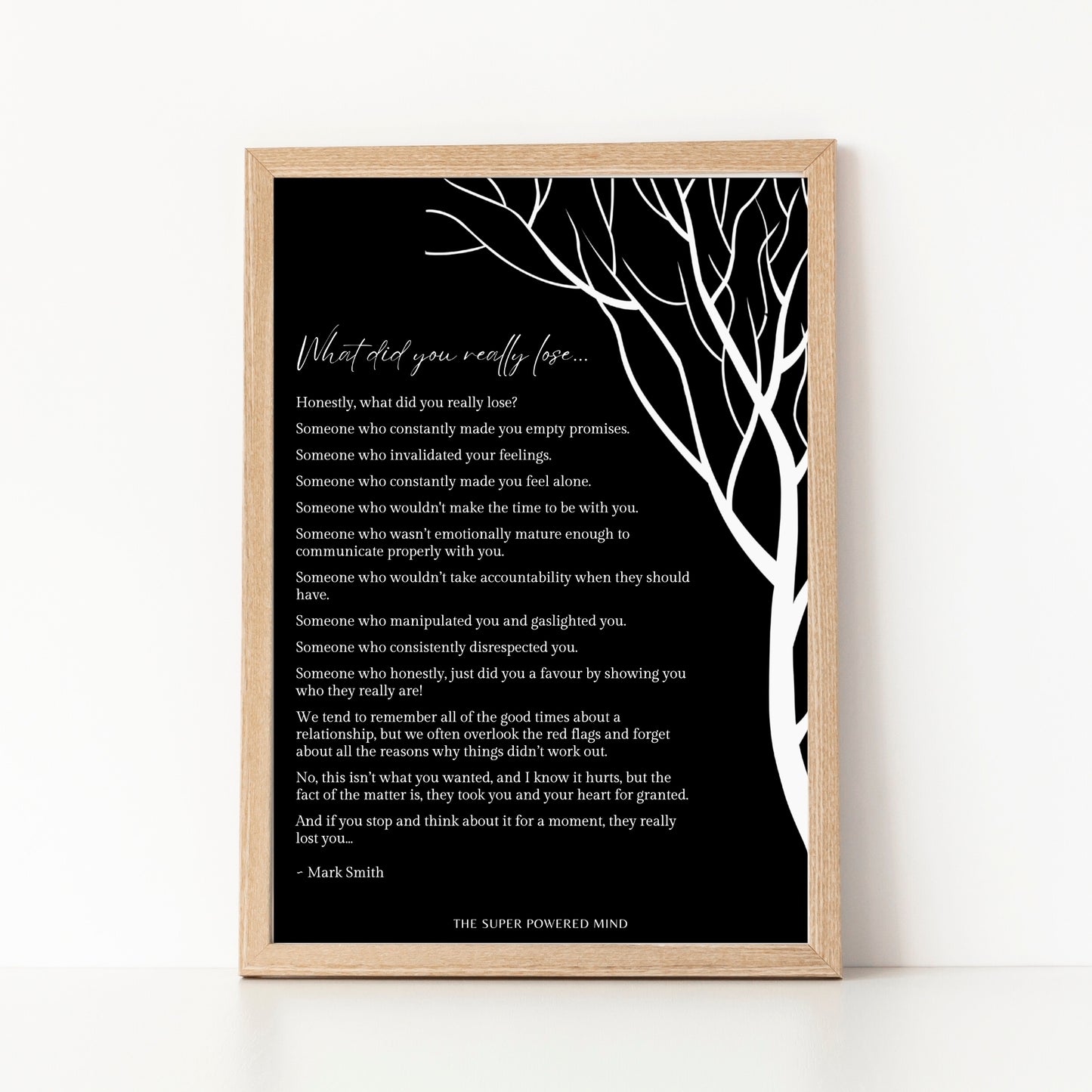 What Did You Really Lose (Black) Wall Art Print