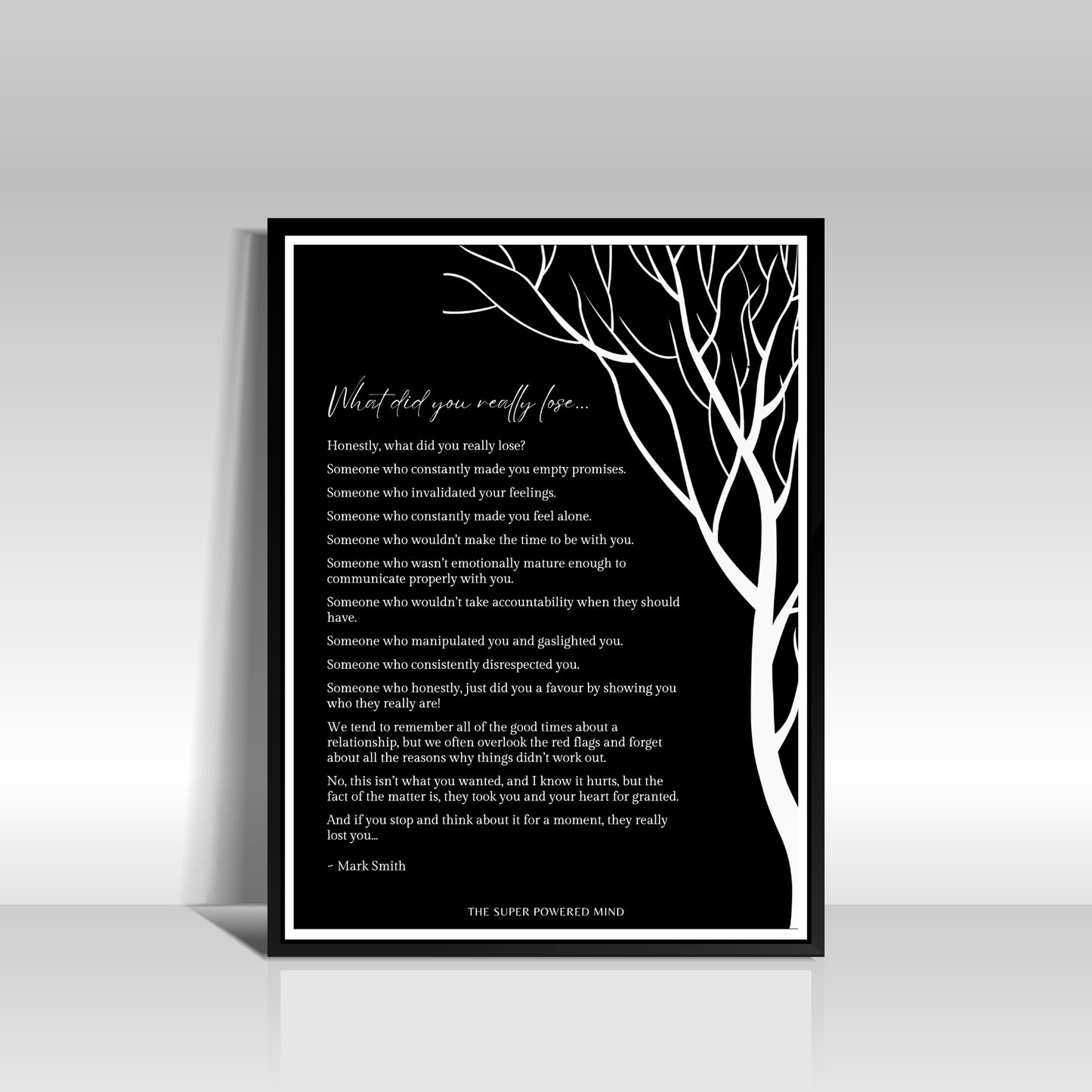 What Did You Really Lose (Black) Wall Art Print