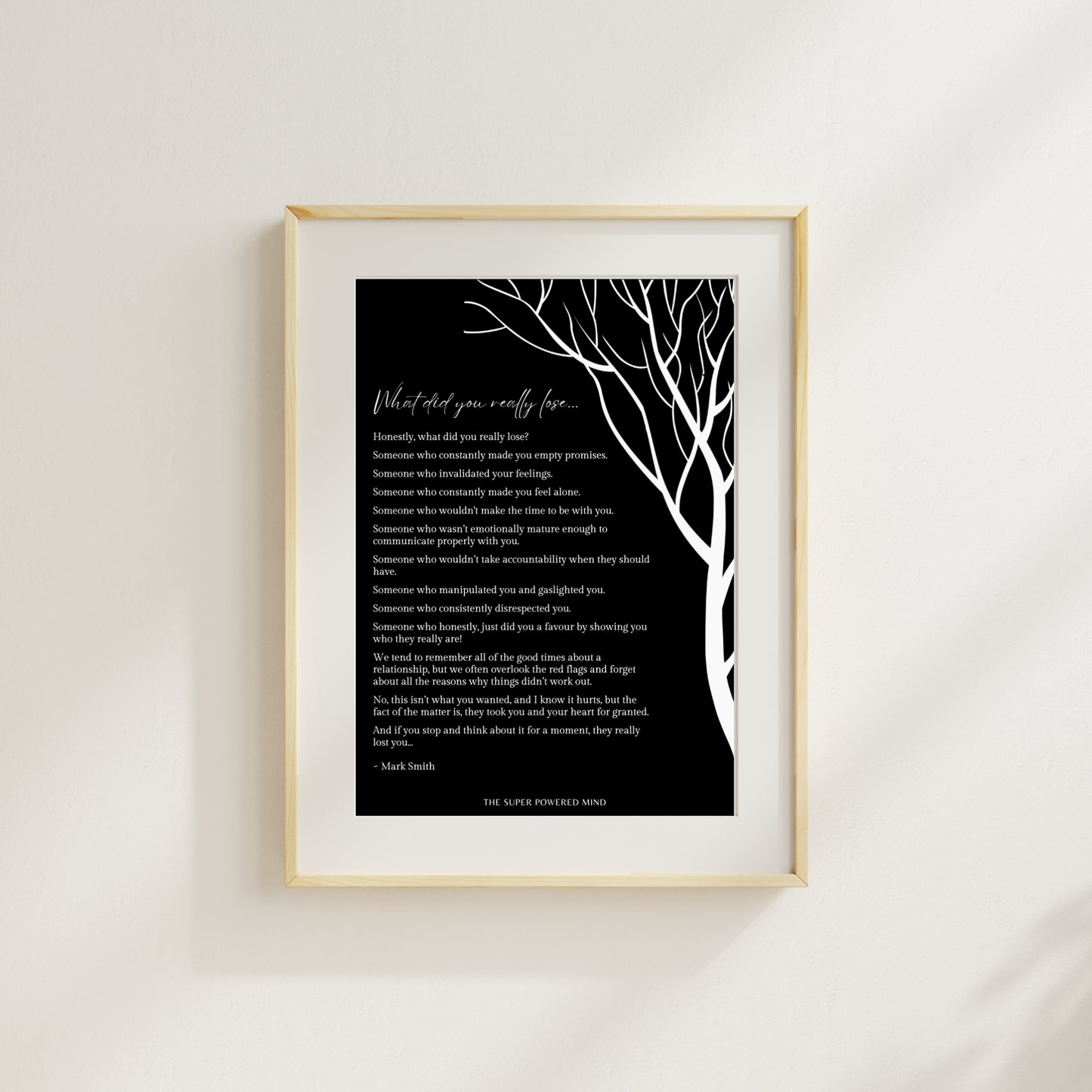 What Did You Really Lose (Black) Wall Art Print