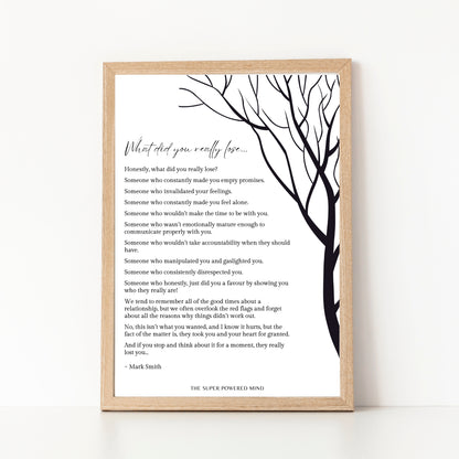 What Did You Really Lose (White) Wall Art Print