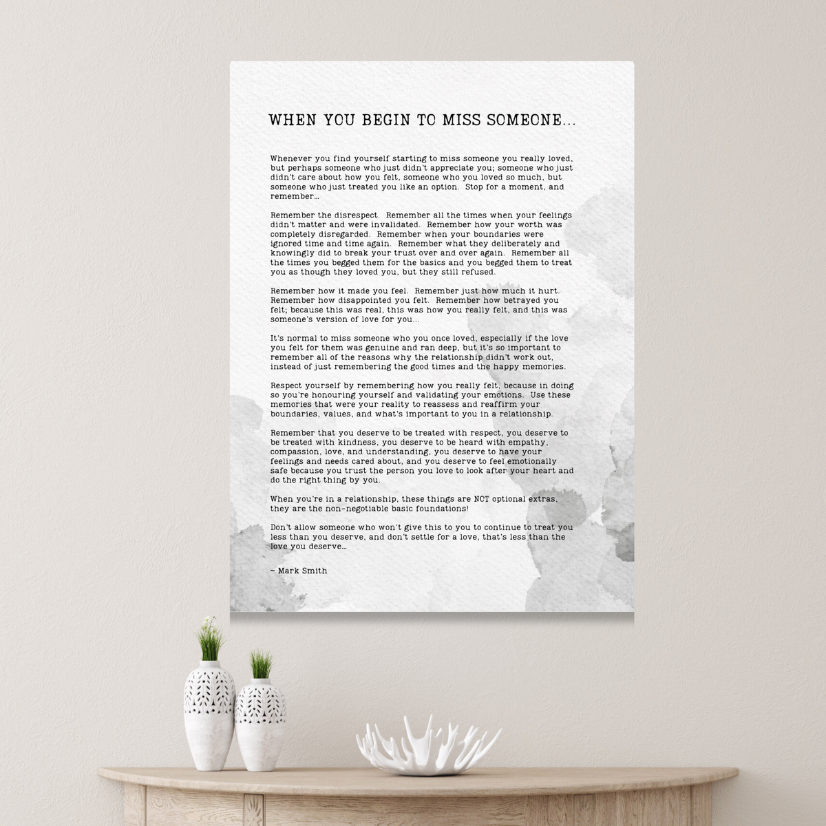 When You Begin To Miss Someone Canvas Wall Art Print
