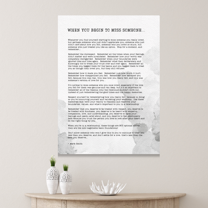 When You Begin To Miss Someone Canvas Wall Art Print