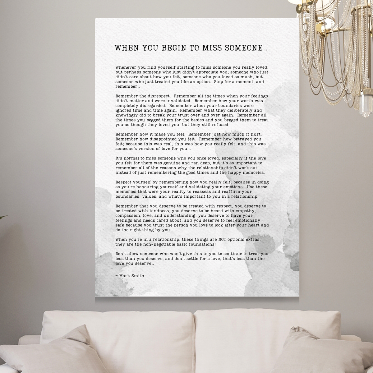 When You Begin To Miss Someone Canvas Wall Art Print