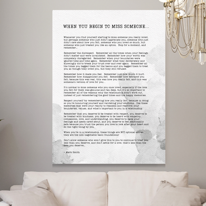 When You Begin To Miss Someone Canvas Wall Art Print