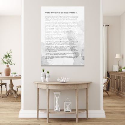 When You Begin To Miss Someone Canvas Wall Art Print