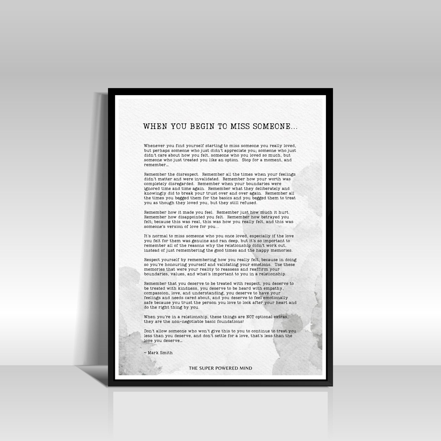 When You Begin To Miss Someone Wall Art Print