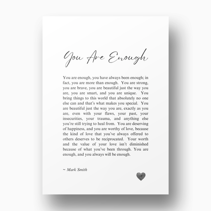 You Are Enough Canvas Wall Art Print
