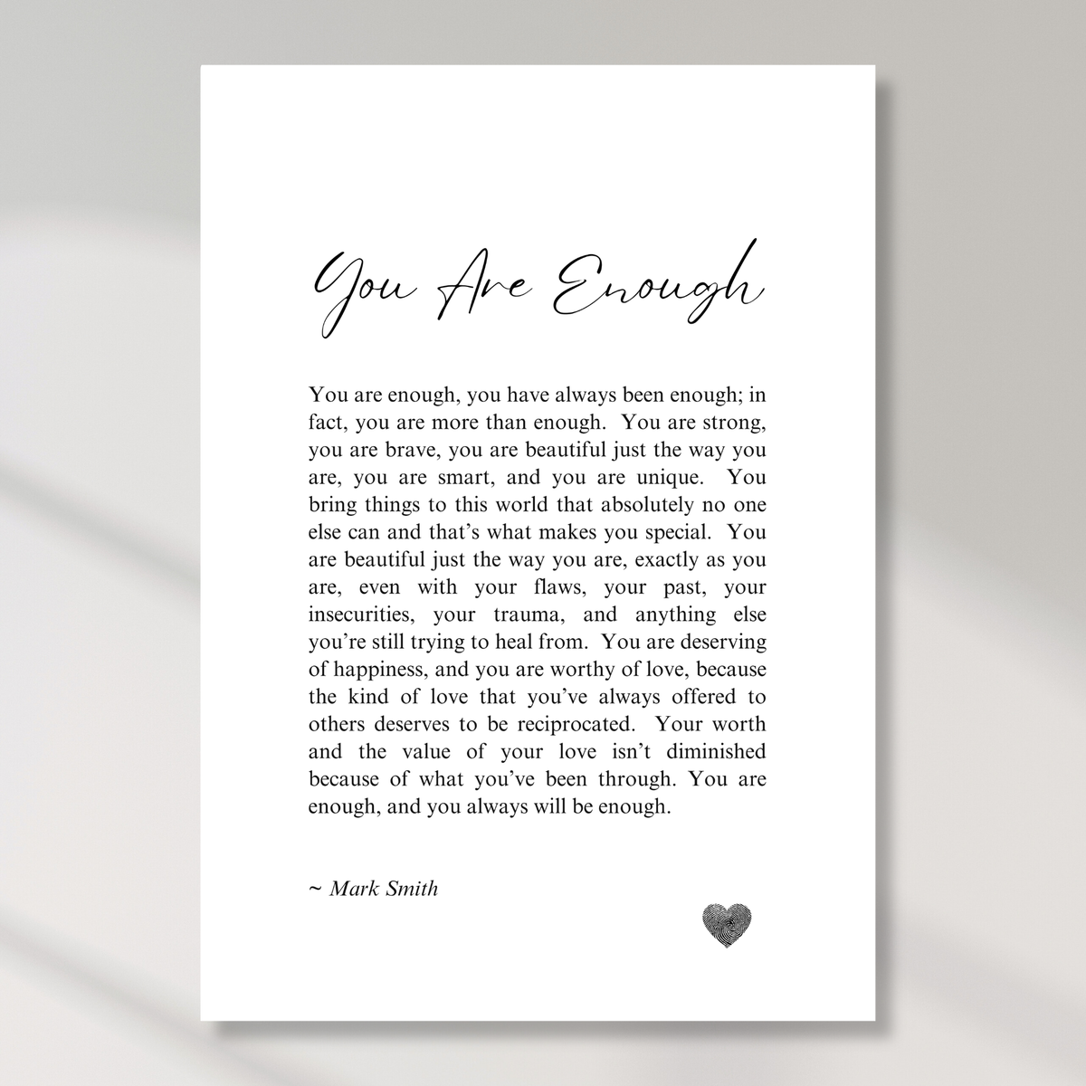 You Are Enough Canvas Wall Art Print