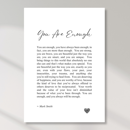 You Are Enough Canvas Wall Art Print